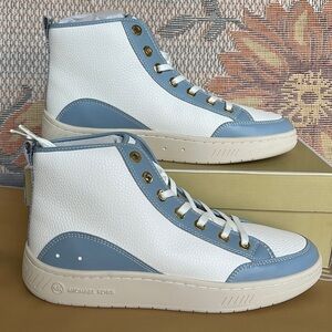 MICHAEL KORS
SHEA MID HIGH TOP
FAUX LEATHER
49F3SHFESL
PALE BLUE 
NEW